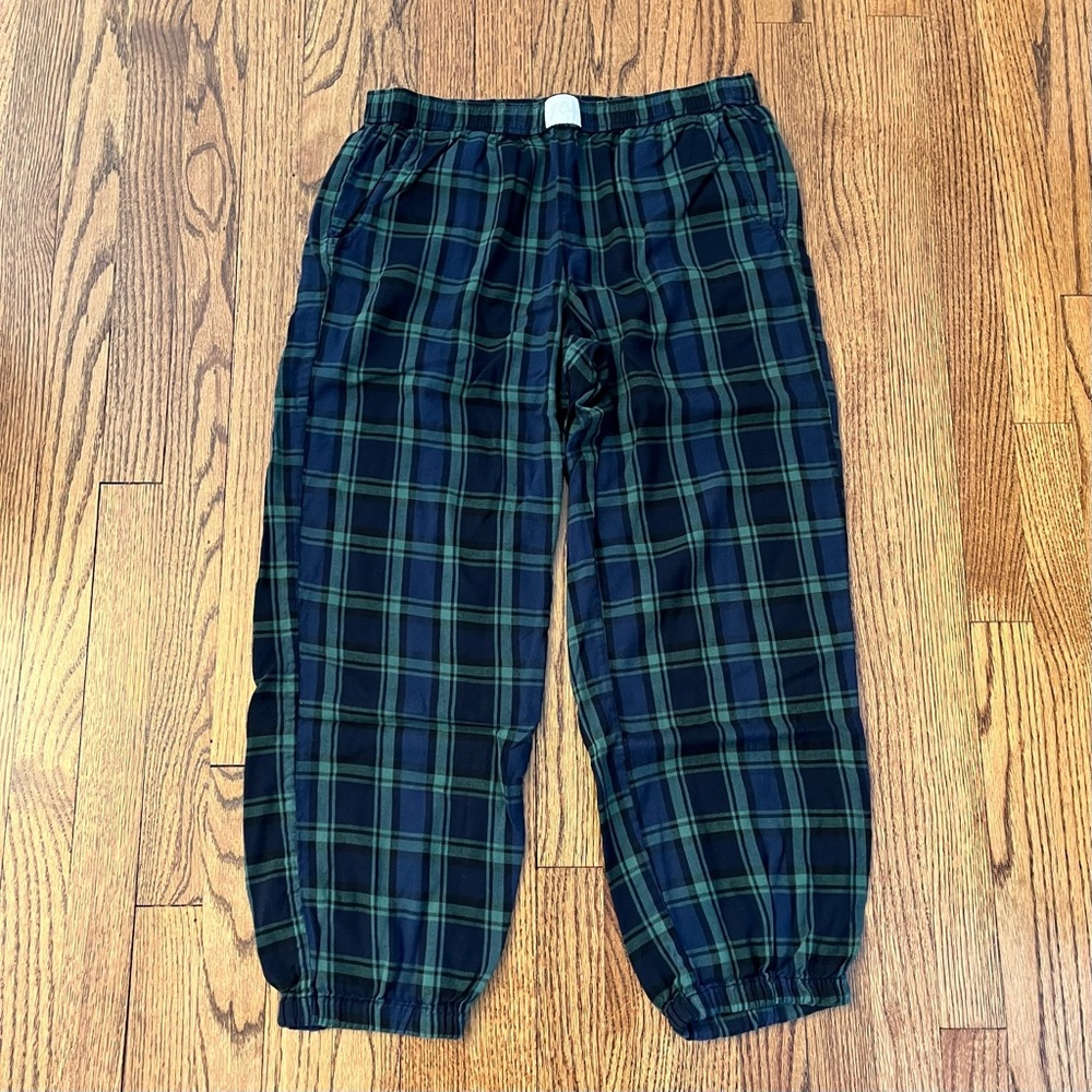 Plaid Pajama Bottoms in Green and Blue